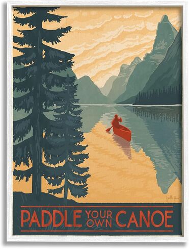 Stupell Industries Paddle Your Own Canoe Phrase Mountain Lake Adventure in Kuwait