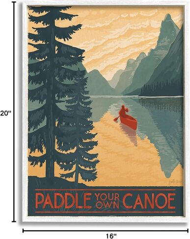 Stupell Industries Paddle Your Own Canoe Phrase Mountain Lake Adventure in Kuwait