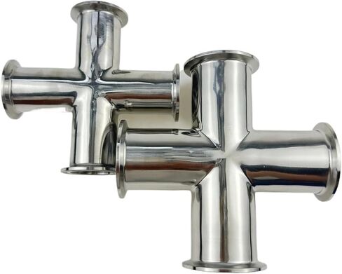 Quick-Release 4-Way Cross Joint Clamp-Type Chuck Equal-Diameter 304 Stainless Steel Quick-Open Pipe for Plumbing(1-1/4") in Kuwait