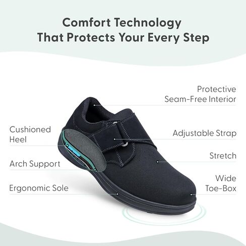 Orthofeet Men's Orthopedic Bismarck Adjustable Stretch Casual Shoe in Saudi Arabia