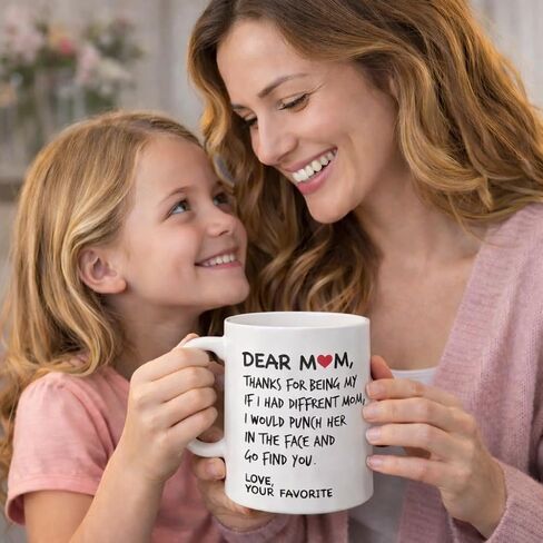Veracco Dear Mom Thanks For Being My Mom - White Ceramic Coffee Mug -Funny Birthday Mother's Day Gift For Mom (White) in Kuwait