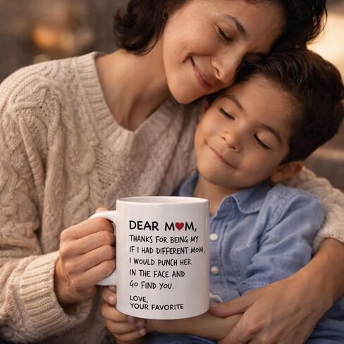 Veracco Dear Mom Thanks For Being My Mom - White Ceramic Coffee Mug -Funny Birthday Mother's Day Gift For Mom (White) in Kuwait