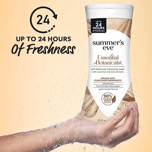 Summer’s Eve Essential Botanicals Daily Feminine Wash, Coconut Aloe, Gentle pH-Balanced Body Wash for Women, Feminine Care to Remove Vaginal Odor, Gynecologist Tested, 15 fl oz in Saudi Arabia