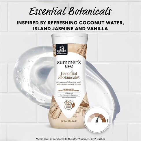 Summer’s Eve Essential Botanicals Daily Feminine Wash, Coconut Aloe, Gentle pH-Balanced Body Wash for Women, Feminine Care to Remove Vaginal Odor, Gynecologist Tested, 15 fl oz in Saudi Arabia