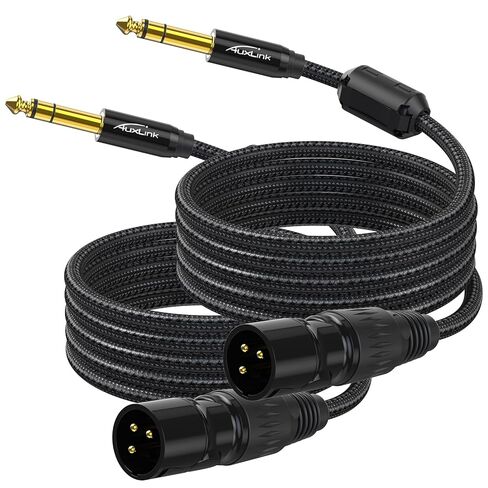 XLR ذكر إلى 1/4، TRS إلى 6.35 مم 2 حزم من موصلات النايلون المطلية بالذهب، كابل ذكر ربع بوصة إلى XLR ذكر لمكبرات الصوت، والخلاطات، ومكبرات الصوت - 10 أقدام in Kuwait