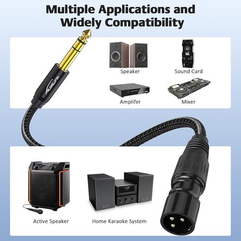 XLR ذكر إلى 1/4، TRS إلى 6.35 مم 2 حزم من موصلات النايلون المطلية بالذهب، كابل ذكر ربع بوصة إلى XLR ذكر لمكبرات الصوت، والخلاطات، ومكبرات الصوت - 10 أقدام in Kuwait