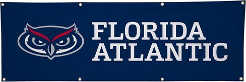 Florida Atlantic Owls College Sports Printed Polyester Banner - NCAA Licensed - Hanging Graduation Decoration - School Banner (Navy Blue, White) (2' x 6') in Saudi Arabia