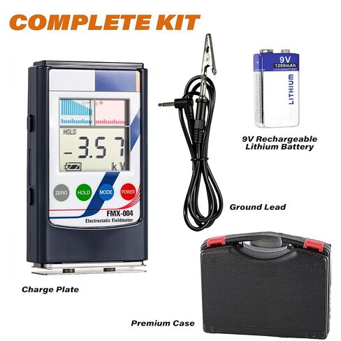FMX-004 Static Meter, Non-Contact Electrostatic Field Meter, Portable ESD Tester with Ground Lead, Rechargeable Battery, Digital + Bar-Graph Display, Charge Plate, Range 0-30kV in Saudi Arabia
