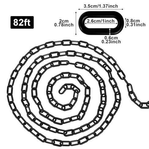 82FT Black Plastic Chain Barrier - 1.5 Inch Link Weatherproof Safety Chain for Crowd Control, Parking Lot, Queue Line, Driveway & Halloween Decor in Kuwait