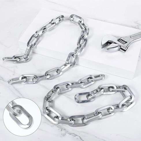 2 Pack Gate Chains for Outdoor Fence 2ft x 1/4" Metal Chain Fence Lock Rustproof Metal Gate Latch Chains Carbon Steel Chain for Garden, Yard, Barn(Silver, No Lock) in Saudi Arabia
