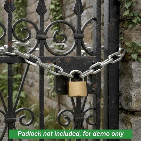 2 Pack Gate Chains for Outdoor Fence 2ft x 1/4" Metal Chain Fence Lock Rustproof Metal Gate Latch Chains Carbon Steel Chain for Garden, Yard, Barn(Silver, No Lock) in Saudi Arabia