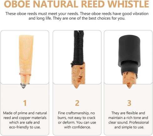 2 قطعة من قصب المزمار الطبيعي ملحقات الآلات المصنوعة يدويًا مع الأسلاك النحاسية للاعبي آلات النفخ الخشبية استبدال القصب لأداء المزمار in Kuwait