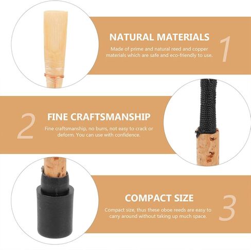 2 قطعة من قصب المزمار الطبيعي ملحقات الآلات المصنوعة يدويًا مع الأسلاك النحاسية للاعبي آلات النفخ الخشبية استبدال القصب لأداء المزمار in Kuwait