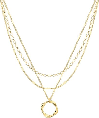 Layered Gold Necklaces for Women Stackable Dainty 14K Gold Plated Silver Chain Necklace Layering Cute Fashion Pendant Choker Necklaces Trendy Jewelry Set Gifts for Women in Saudi Arabia