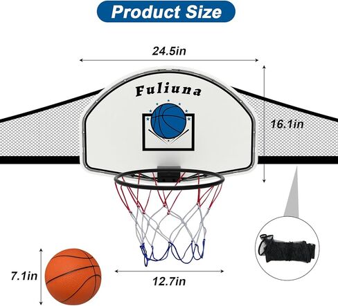 Trampoline Basketball Hoop with Solar Lights, Basketball Hoop for Trampoline Fits Diameter 25mm - 32mm Straight & Curved Pole,Universal Trampoline Basketball Hoop Attachment with Ball and Pump in Saudi Arabia