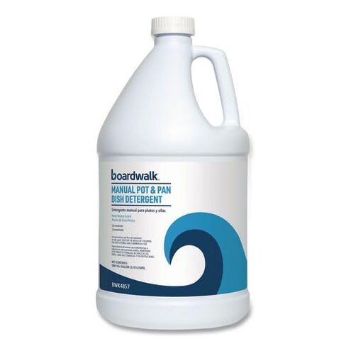 Boardwalk Commercial Liquid Dish Soap, 1 Gallon Bottle, 4-Pack, Fresh Scent, Grease Cutting, Mild on Hands, Neutral pH, Long Lasting Suds, Made in the USA in Saudi Arabia
