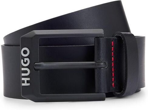 HUGO Men's Gelio-B Sz40 Leather Belt with Matte Black Logo Clasp in Saudi Arabia