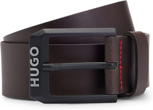 HUGO Men's Gelio-B Sz40 Leather Belt with Matte Black Logo Clasp in Saudi Arabia