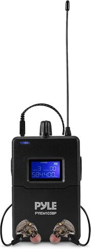 Pyle Wireless in-Ear Monitor System - Pro Metal IEM with Bodypack Receiver, 220 Frequencies, Stereo L&R Inputs, Mono Output, 164 ft Range, Passive Noise Cancelling for Stage, Studio, Live Performance in Kuwait