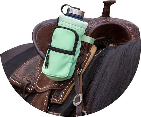 Horse Saddle Water Bottle Holder, Green Water Holder, Multi Pocket Horse Saddle Drink Holder up to 40oz, Horse Gifts, Horse Stuff Horse Tack in Kuwait