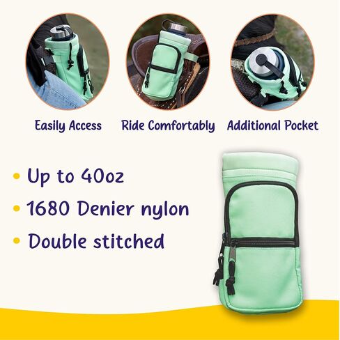 Horse Saddle Water Bottle Holder, Green Water Holder, Multi Pocket Horse Saddle Drink Holder up to 40oz, Horse Gifts, Horse Stuff Horse Tack in Kuwait