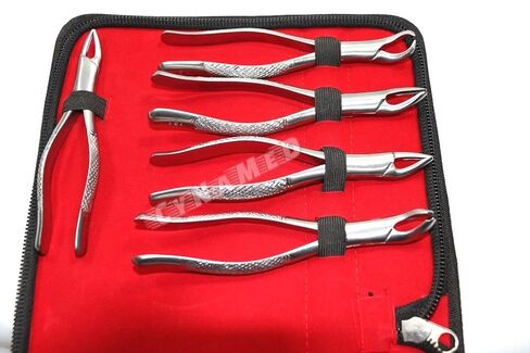 New German Stainless 10 Pcs Dental Extraction Extracting Forceps Include NO150 151 23 150A 151A 150AS 150XAS 150S 151S 23S with Zipper Pouch CYNAMED in Kuwait