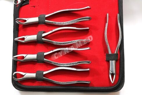 New German Stainless 10 Pcs Dental Extraction Extracting Forceps Include NO150 151 23 150A 151A 150AS 150XAS 150S 151S 23S with Zipper Pouch CYNAMED in Kuwait