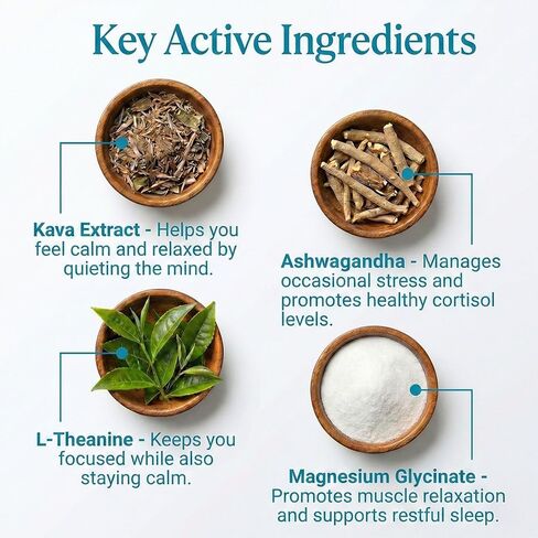 Kava Zen Powdered Calming Drink Mix | Kava Extract, L-Theanine, Ashwagandha, Magnesium Glycinate | Relaxation, Calm, Sleep Aid, Cortisol Reducer & Stress Relief | No Sugar, Non-GMO | 30 Stick Packs in Saudi Arabia