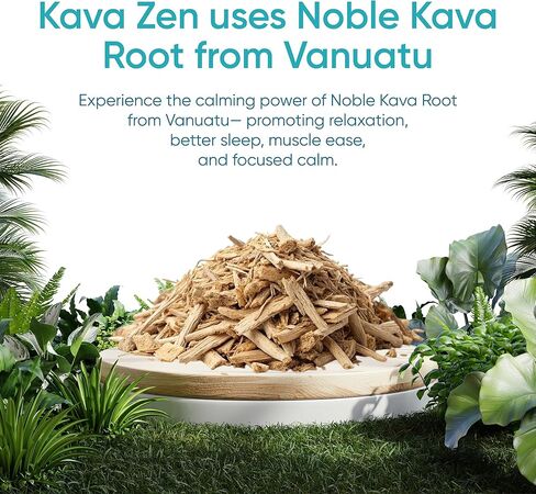 Kava Zen Powdered Calming Drink Mix | Kava Extract, L-Theanine, Ashwagandha, Magnesium Glycinate | Relaxation, Calm, Sleep Aid, Cortisol Reducer & Stress Relief | No Sugar, Non-GMO | 30 Stick Packs in Saudi Arabia