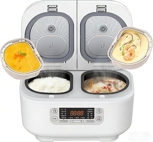 1.5L Home Rice Cooker with Double Inner Pot, Multi-Functional Small Electric Rice Cooker, 12H Timer Appointment Keep Warm, Compact Rice Cooker for 1-3 People White 1.5L/2 in Saudi Arabia