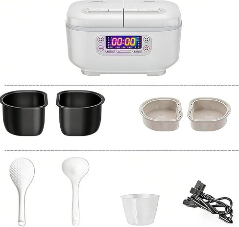 1.5L Home Rice Cooker with Double Inner Pot, Multi-Functional Small Electric Rice Cooker, 12H Timer Appointment Keep Warm, Compact Rice Cooker for 1-3 People White 1.5L/2 in Saudi Arabia