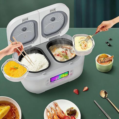 1.5L Home Rice Cooker with Double Inner Pot, Multi-Functional Small Electric Rice Cooker, 12H Timer Appointment Keep Warm, Compact Rice Cooker for 1-3 People White 1.5L/2 in Saudi Arabia