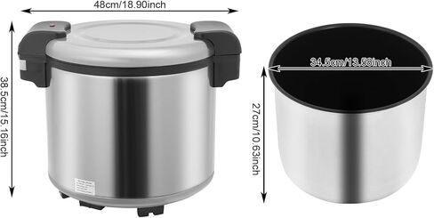سخان الأرز الكهربائي التجاري، سخان الأرز 110 كوب مع غطاء مفصلي - سعة كبيرة 23 لتر/6.08 جالون، درجة حرارة ثابتة 65 درجة مئوية/149 درجة فهرنهايت، وعاء داخلي غير لاصق للمطعم، البوفيه، تقديم الطعام (وظيفة التدفئة فقط) in Kuwait