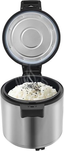 سخان الأرز الكهربائي التجاري، سخان الأرز 110 كوب مع غطاء مفصلي - سعة كبيرة 23 لتر/6.08 جالون، درجة حرارة ثابتة 65 درجة مئوية/149 درجة فهرنهايت، وعاء داخلي غير لاصق للمطعم، البوفيه، تقديم الطعام (وظيفة التدفئة فقط) in Kuwait