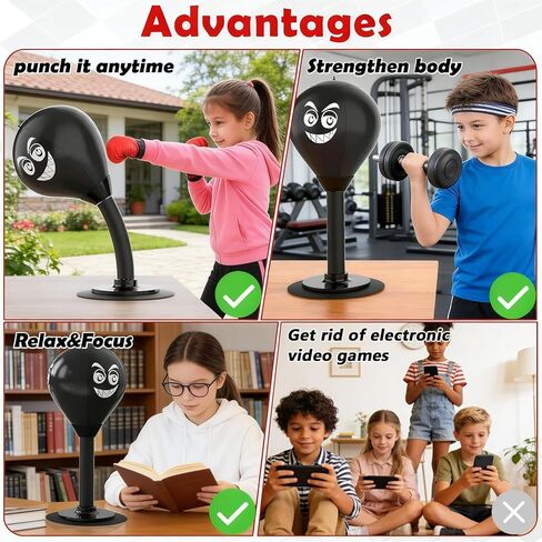 Desktop Punching Bag Stress Buster with Suction Cup for Office Table and Counters Strong Suction Punch Ball Funny Toys for Kids Coworkers and Friends in Kuwait
