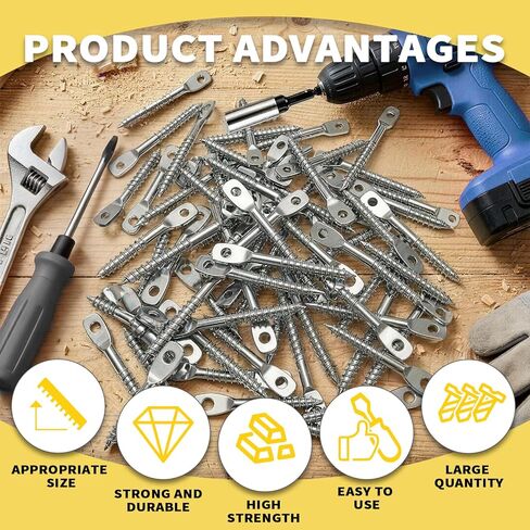 120 قطعة من البراغي الخشبية المطلية بالزنك مقاس 1/4 بوصة × 3 بوصة مع قطعة واحدة من مجموعة رؤوس السائق سريعة التثبيت مقاس 2-5/8 بوصة، ومراسي شديدة التحمل ومسامير العين لربط سلك الشماعة بروافد السقف للاستخدام الداخلي والخارجي in Kuwait