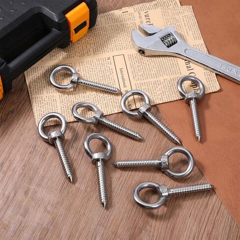 8Pcs 4 Inch Heavy Duty Eye Hooks M10 Self Tapping Eyelet Screw Eye Bolt Load Capacity 500LBS 304 Stainless Steel Eyes Hooks Screw in Heavy Duty for Hammock Stand, Yoga, Swing Chair in Saudi Arabia