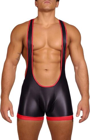 SEAUR Men's Wrestling Singlets Shiny Sleeveless Bodysuit One Piece Supporters Leotard Club Underwear Boxers in Saudi Arabia