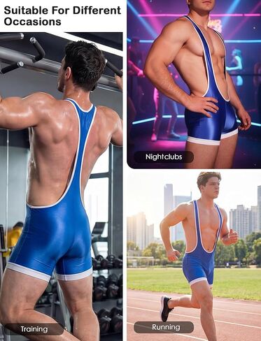 SEAUR Men's Wrestling Singlets Shiny Sleeveless Bodysuit One Piece Supporters Leotard Club Underwear Boxers in Saudi Arabia