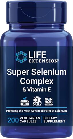 Life Extension Super Selenium Complex, 200 mcg – 3 Forms of Selenium, Vitamin E – Cellular Health & Longevity Support – Gluten-Free, Non-GMO, Vegetarian, 1 Daily – 200 Capsules in Saudi Arabia