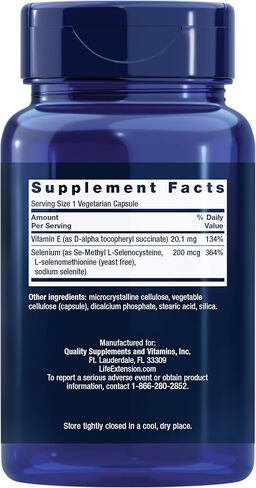 Life Extension Super Selenium Complex, 200 mcg – 3 Forms of Selenium, Vitamin E – Cellular Health & Longevity Support – Gluten-Free, Non-GMO, Vegetarian, 1 Daily – 200 Capsules in Saudi Arabia