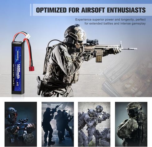 URGENEX Airsoft Battery 7.4V 1400mAh 60C High Discharge Rate Lipo Battery Pack with Dean-Style T Plug Rechargeable 2S Lipos for Airsoft Model Guns in Saudi Arabia