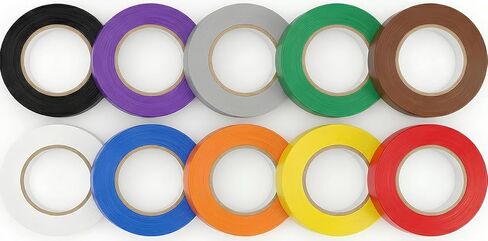 Colored Electrical Tape 3/4 in x 66 Ft, Waterproof, Flame Heat & Weather Resistant, Pack of 10 in Kuwait