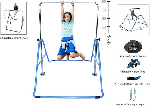 Gymnastics Expandable Junior Training Monkey Bars Climbing Tower Child Play Training Gym Blue in Saudi Arabia