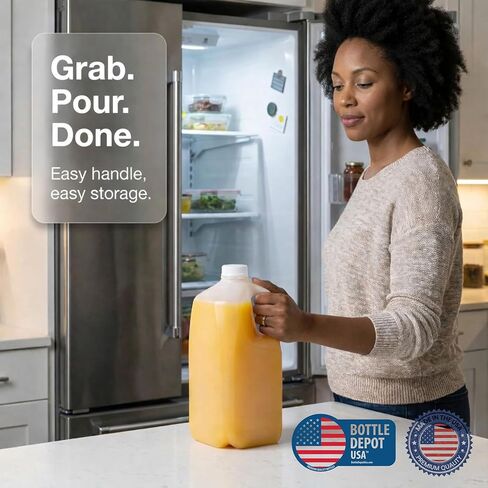 (6 عبوات) زجاجات عصير بلاستيكية، 64 أونصة HDPE، مع أغطية لولبية بيضاء واضحة للتلاعب، زجاجات عصير - مثالية للعصائر والحليب والعصائر والنزهات وحتى إعداد الوجبات in Kuwait