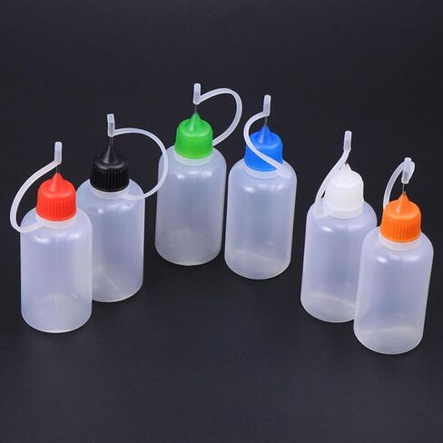 GANAZONO 20 Pcs 30ml Glue Squeeze Bottles with Needle Tip Applicator and Lids, Semi- Small Dispensing Bottles for Precision Glue Application and DIY Craft Use Random Color in Saudi Arabia