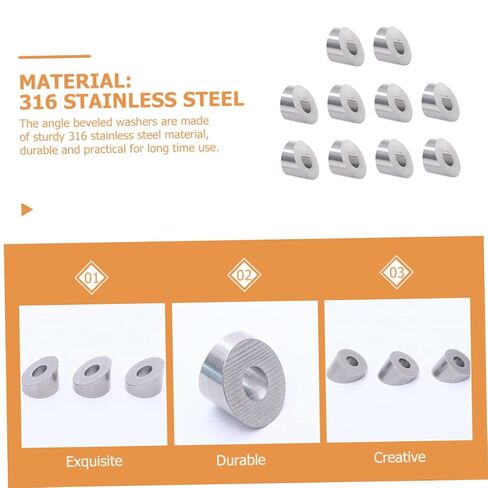 10pcs Stainless Steel Beveled Washers for Cable Railing Deck Post Bracket Stair Railing in Kuwait