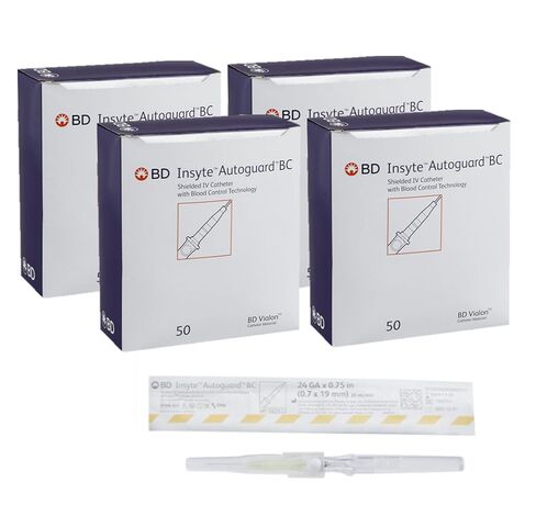 BD 382512 Insyte BC Shielded IV Catheter, 24G x 3/4", Yellow (Pack of 200) in Saudi Arabia