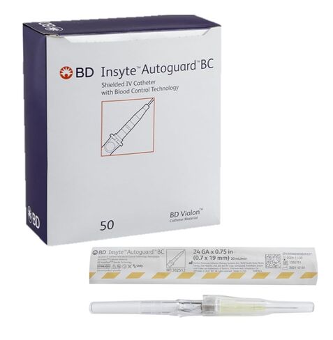 BD 382512 Insyte BC Shielded IV Catheter, 24G x 3/4", Yellow (Pack of 200) in Saudi Arabia