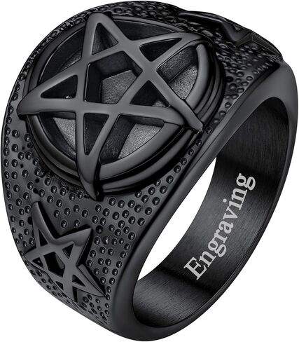 مجوهرات شيطانية من FaithHeart خواتم Baphomet الماعز سيجيل لوسيفر الشيطان رمز خاتم الخاتم للرجال والنساء مقاس 7/8/9/10/11/12/13/14 مخصص حسب الطلب in Saudi Arabia